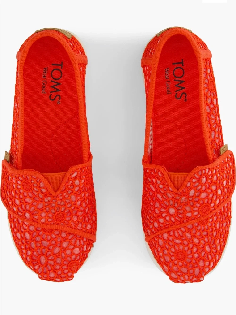 TOMS Alpargata Classic Toddler Shoe Flame Moroccan Crochet, Size 6